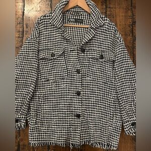 Zara Monochrome Houndstooth Blazer Size M